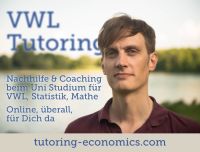 Nachhilfe (UNI/STUDIUM) Ökonometrie, Statistik, Spieltheorie, VWL Kreis Pinneberg - Borstel-Hohenraden Vorschau