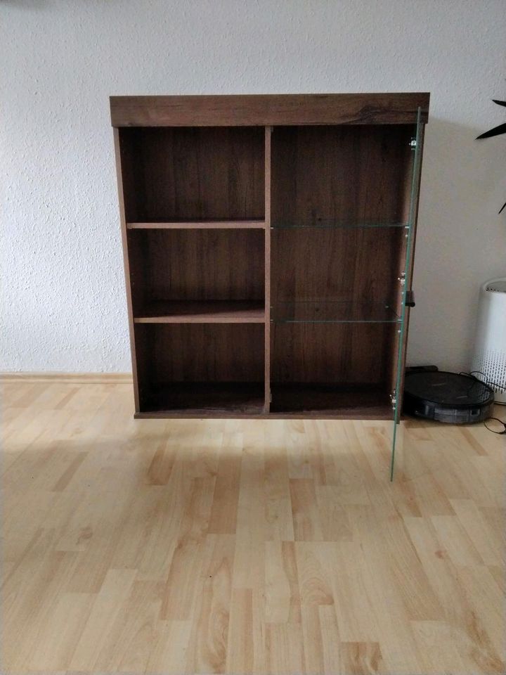 Anbauwand/Schrank/Regal in schwarz/holzbraun mit Glas 4-teilig in Chemnitz