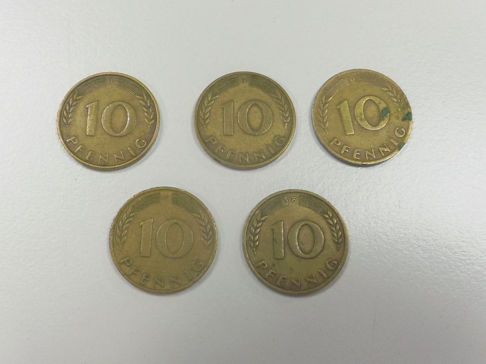 5x 10 Pfennig Münzen in Forchtenberg