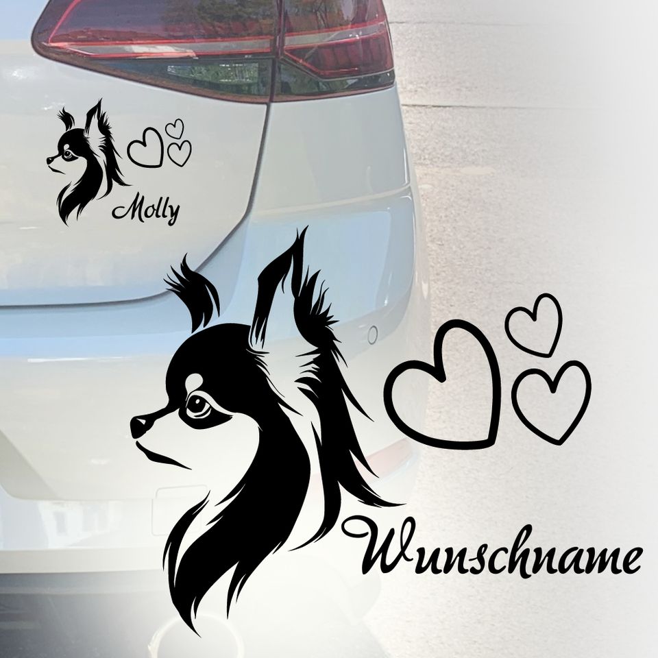 Auto Aufkleber | Chihuahua | Car Sticker | Dog | Wunschname in Köln
