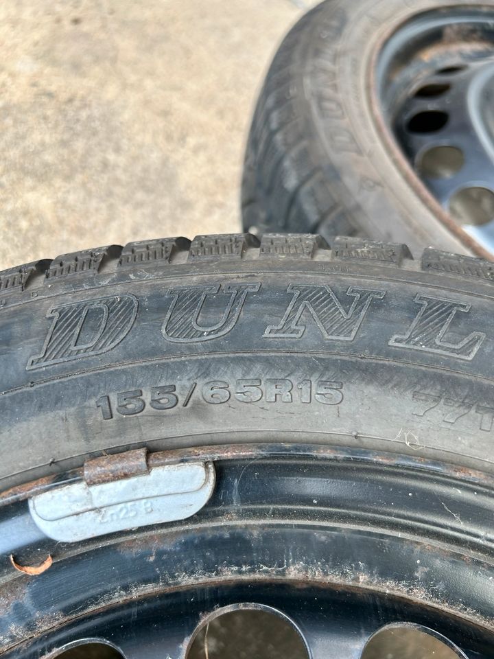 Dunlop 155/65R15 M+S Reifen mit Stahlfelgen in Linnich