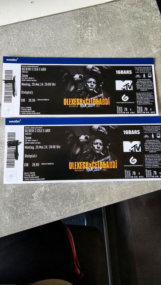 2 Tickets Olexesh 20.05.24 in Frankfurt in Bad Orb