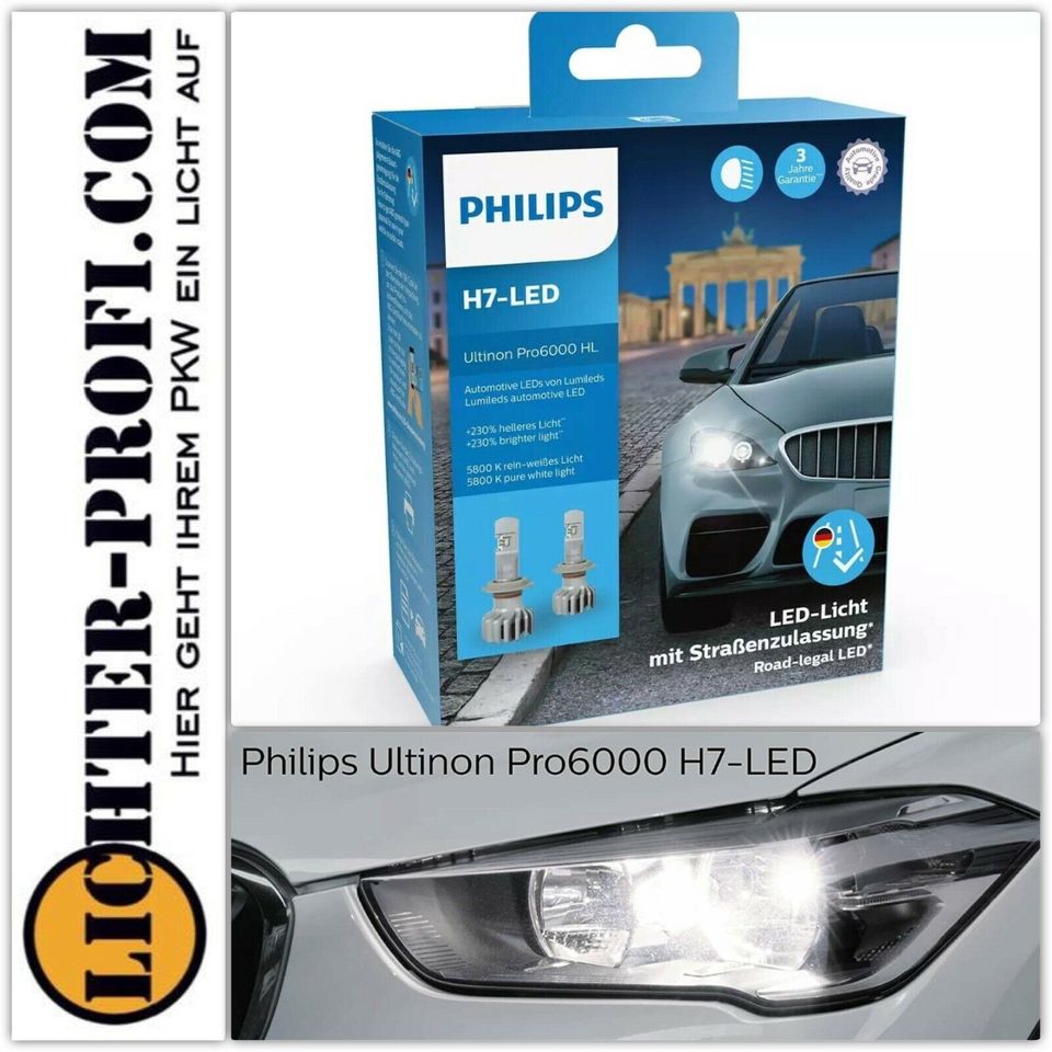 H7 12V 20W Philips Ultinon Pro6000 LED Scheinwerferlampe 5800K in Hessen -  Calden, Ersatz- & Reparaturteile