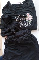 Pyjama Set# 3/4 Hose und Langarmshirt# schwarz mit Blume Nordrhein-Westfalen - Borgholzhausen Vorschau