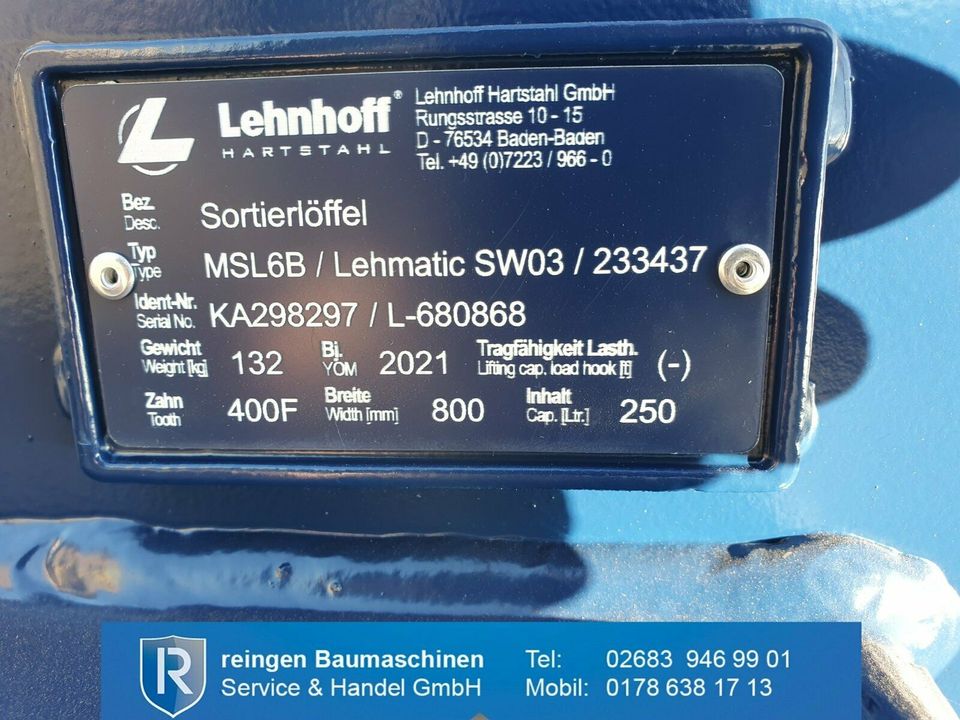 Lehnhoff Sieblöffel MSL 6B  -neu- inkl. MwSt. in Buchholz (Westerwald)