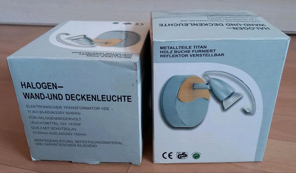 2 x Halogen Wand- und Deckenleuchte Neu in Nußloch