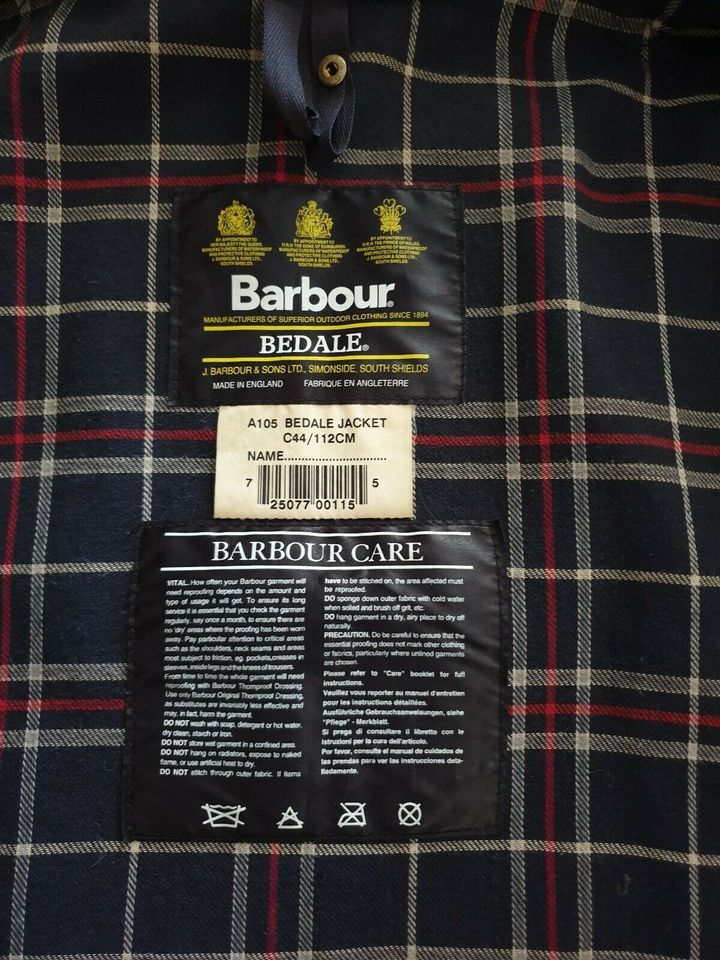 Barbour Bedale C44/112cm Blau, guter Zustand in Bammental