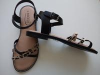 Sandalette schwarz echt Leder mit Leo Print Größe 42  fast NEU Dortmund - Grevel Vorschau