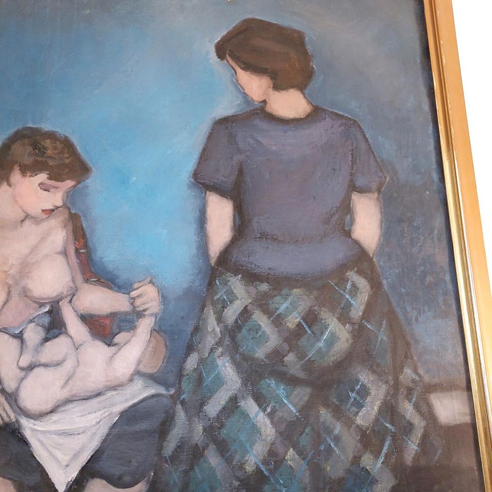 Gemälde Otto Olson datiert 57 Die Stillende Kind Stillleben in Frankenberg (Eder)