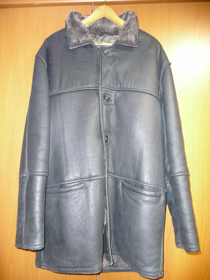 echt Herren Wildledermantel, schwarz, echt Lammfell Gr-54, XL-TOP in Lingenfeld