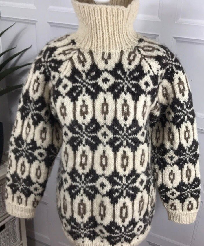 Norweger Pullover reine dicke Wolle Island handgestrickt in Stoetze