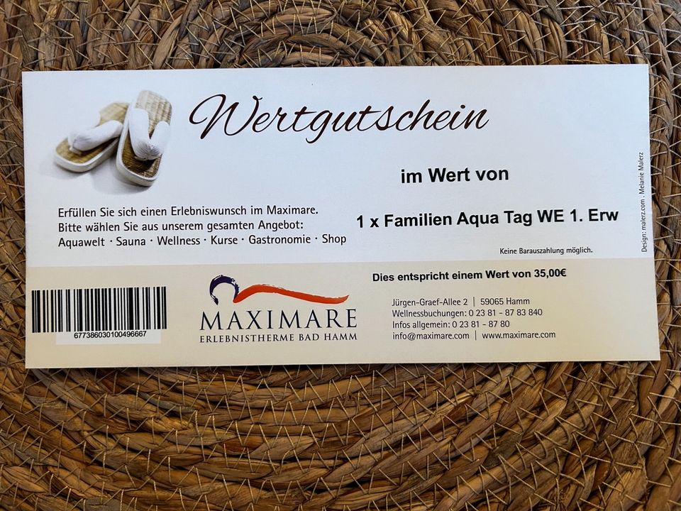 Wertgutschein 35€ Maximare Hamm in Paderborn