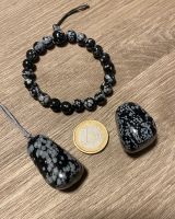 Schneeflocken Obsidian Set Armband Kette Trommelstein Hessen - Karben Vorschau