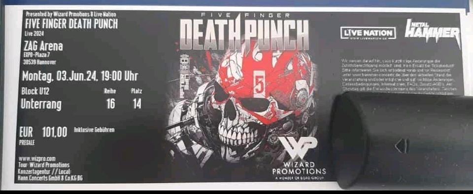 Five Finger Death Punch / FFDP Karte / Hannover in Oeversee