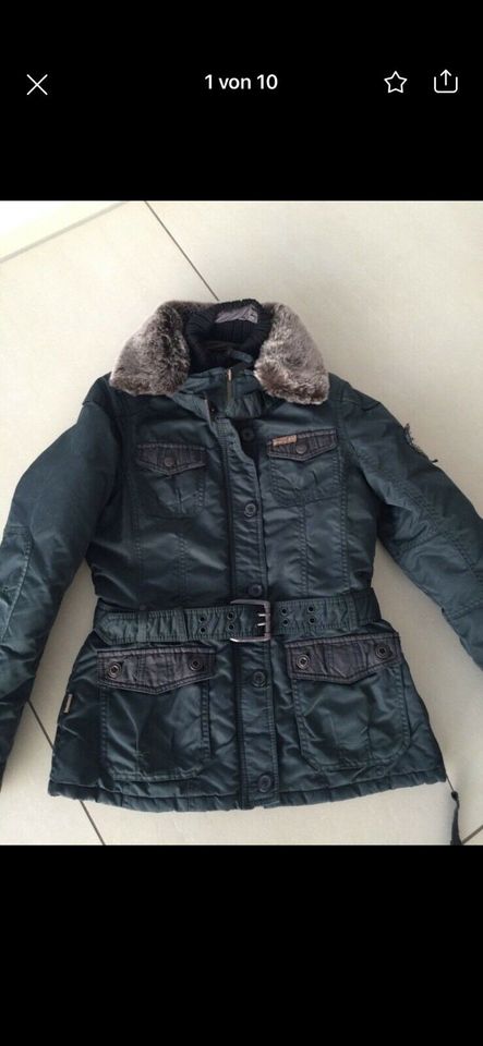 Damen Khujo Jacke warm dick Fell dunkelgrün khaki mittellang in Frankenthal (Pfalz)