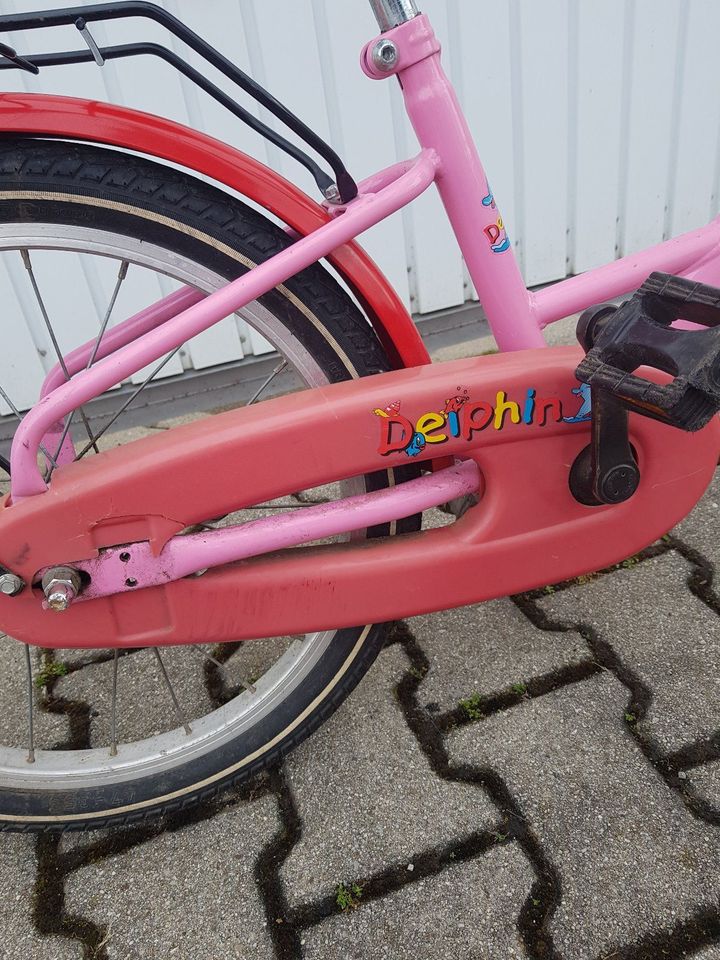 Kinderfahrrad / Mädchen Fahrrad Delphin 18 Zoll, rosa, guter Zust in Kaufering