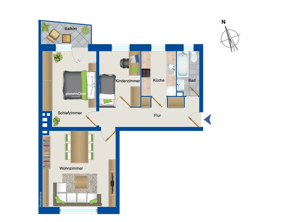 Vermietete 2,5-Zimmer-Wohnung in Berlin-Kreuzberg zwischen Moritzplatz und Urbanhafen in Berlin