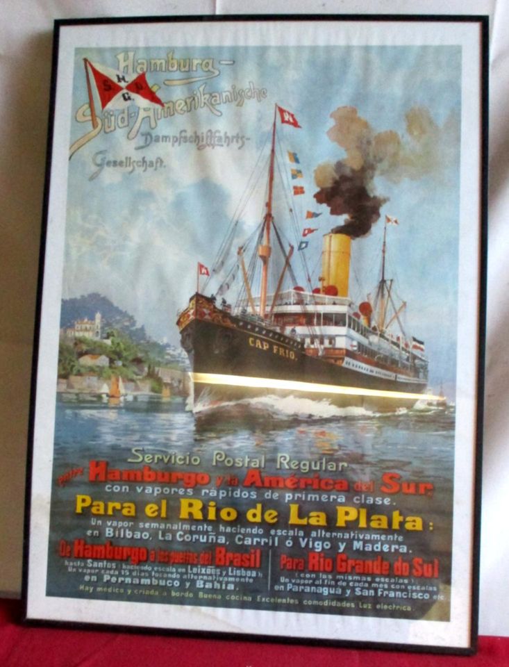 Hamburg-Süd Amerika Linie HsAL Schiffahrt altes  Plakat NDL Dampf in Hoya