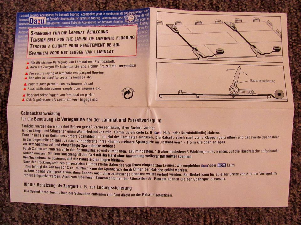 Spanngurt für die Laminat-Verlegung in Heidenau