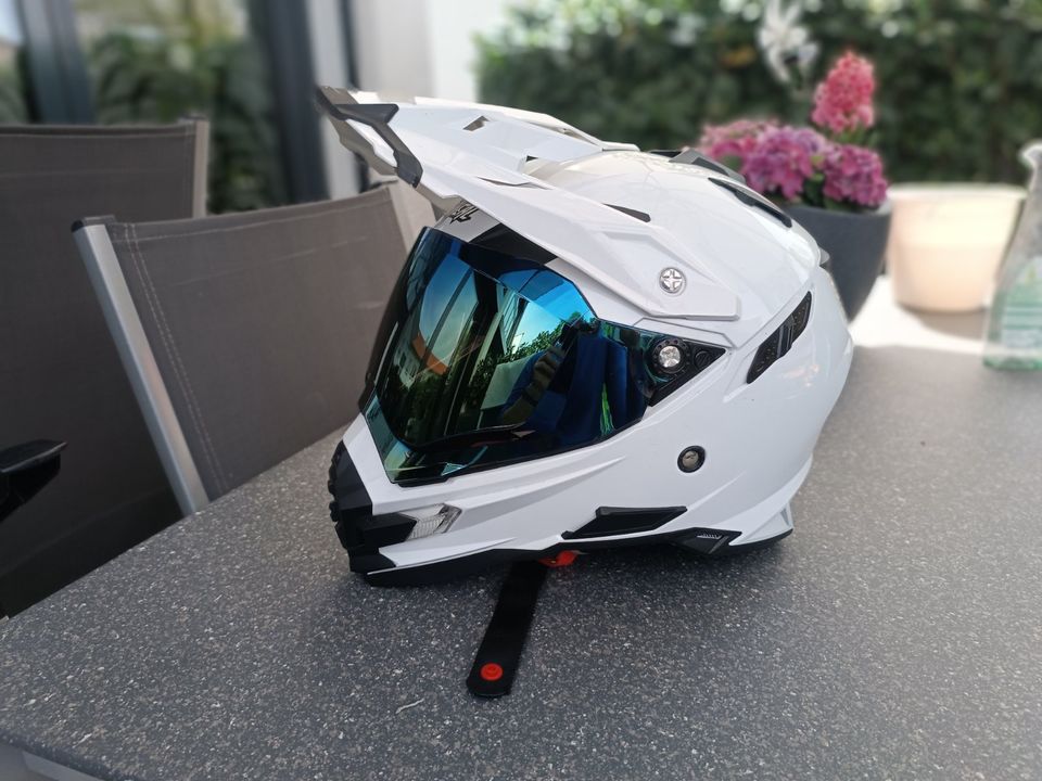 O'Neil Sierra Adventure Helm in Weiß mit Verspiegeltem Visier in Waiblingen