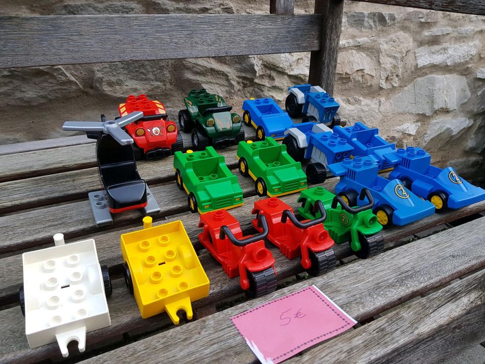 Lego Duplo Fahrzeuge Autotransporter Hubschrauber Motorrad Quad in Friedberg (Hessen)