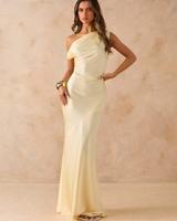 Satin Maxikleid one Shoulder gelb Schleswig-Holstein - Tarp Vorschau