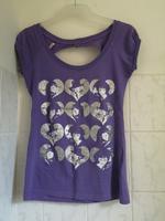 lilafarbenes T-Shirt mit Silberprint und Rückenausschnitt Gr. 36 Berlin - Treptow Vorschau