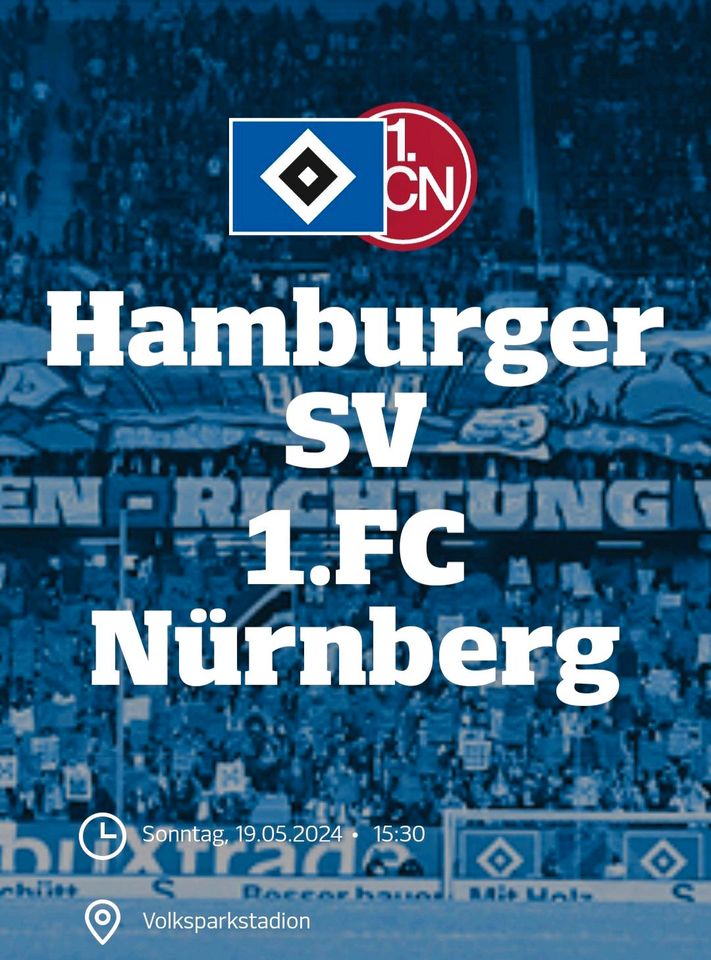 HSV vs Nürnberg 2 Tickets Nord Sitzplatz in Hamburg