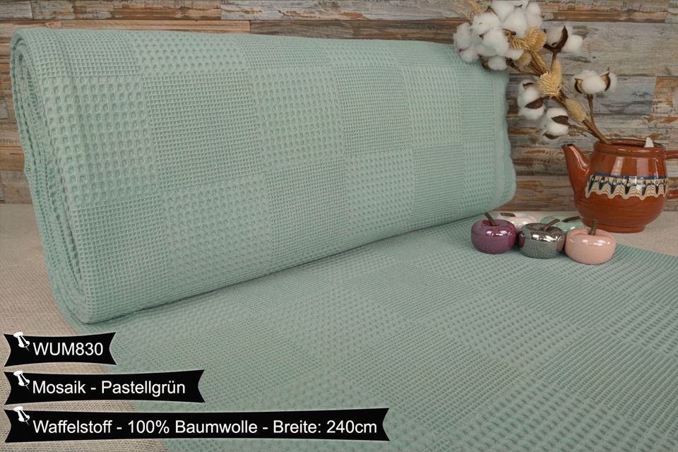 WAFFELSTOFF Mosaik Doppelbreit 240cm VERSANDFREI Baumwollstoff Stoffe Meterware ab 50cm Baumwolle Bastelstoffe Hochwertige Patchwork Basteln Dekostoffe Deko Stoff Öko-Tex Uni Farben in Leipzig