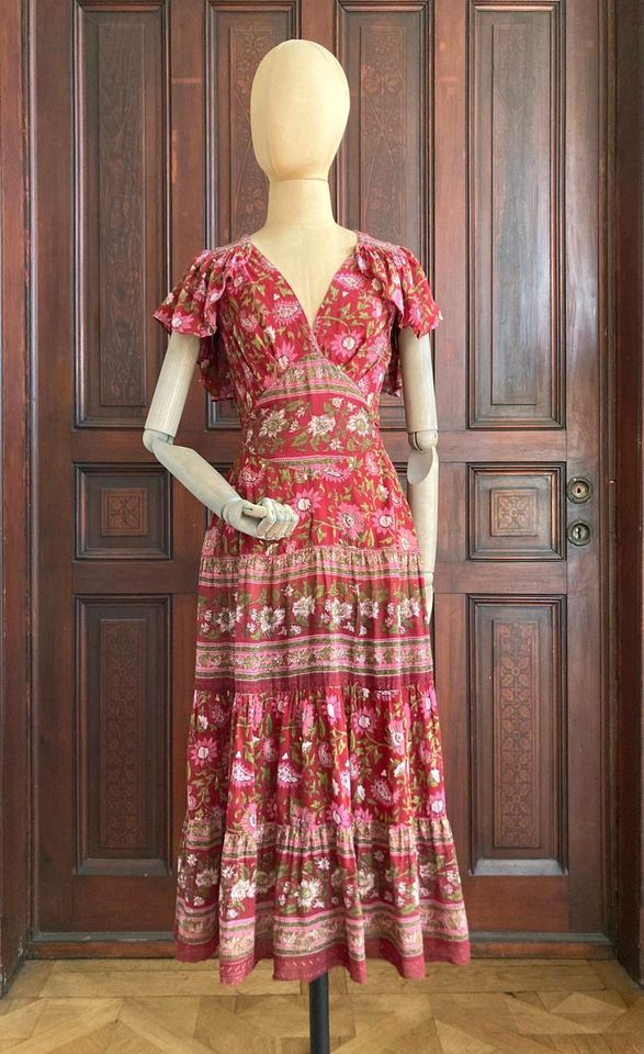 Kleid Vintage Hippie Midikleid Indien Blockdruck 70er Original 36 in Hamburg