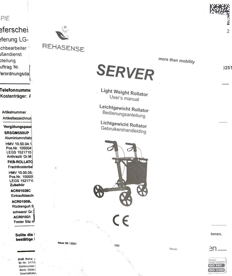 Server Rehasense Rollator neuwertig mit Lieferschein in Dortmund
