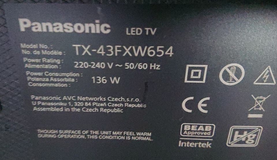 Panasonic TV 43 Zoll, UHD, 4K in Wilhelmshaven