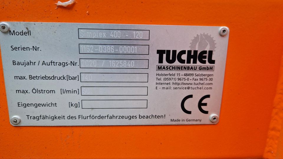 Tuchel Simplex 120 Kehrmaschine, Kleintraktor, Neuwertig in Damme