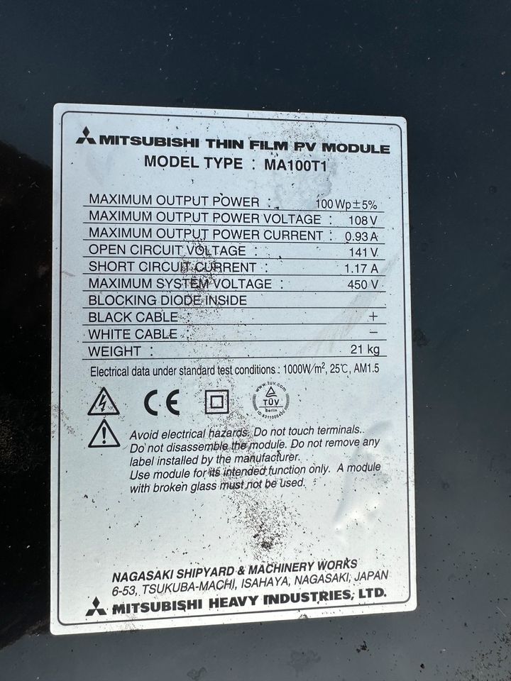 PV-Module Mitsubishi MA100T1 Photovoltaik in Eppstein