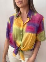 True Vintage oversized Bluse bunt orange lila Größe M L 90s 90er Bayern - Augsburg Vorschau