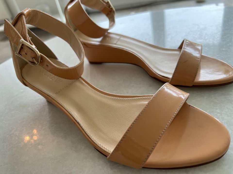 J. Crew Wedges Lackleder Lack Leder Gr 7 37 Beige Sandaletten NEU in Reutlingen