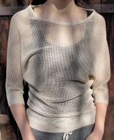 Pulli mit Lochmuster, 3/4 Arm, cremefarben mit Goldfaden,  XS Bayern - Tiefenbach Oberpf Vorschau