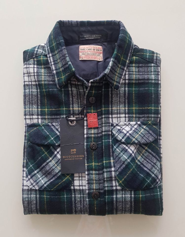 Scotch & Soda Herren Hemd Winter Freizeit Kariert Grün Gr: S in Wetzlar