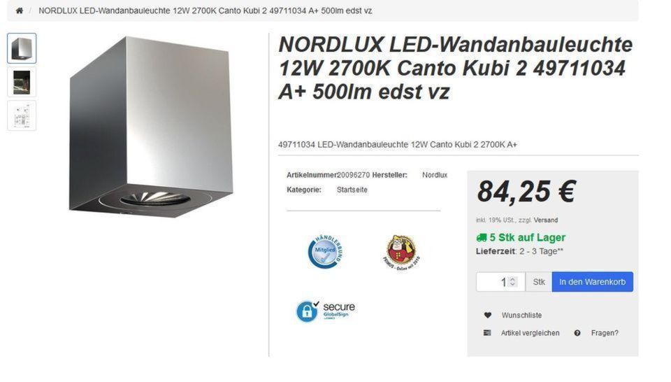 LED-Wandanbauleuchte Canto Kubi 2 in Hofbieber