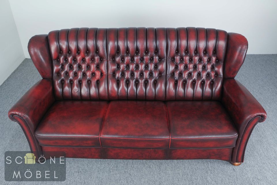 Chesterfield Design 3er Sofa 3 Sitzer Ledersofa Echtleder Leder in Berlin