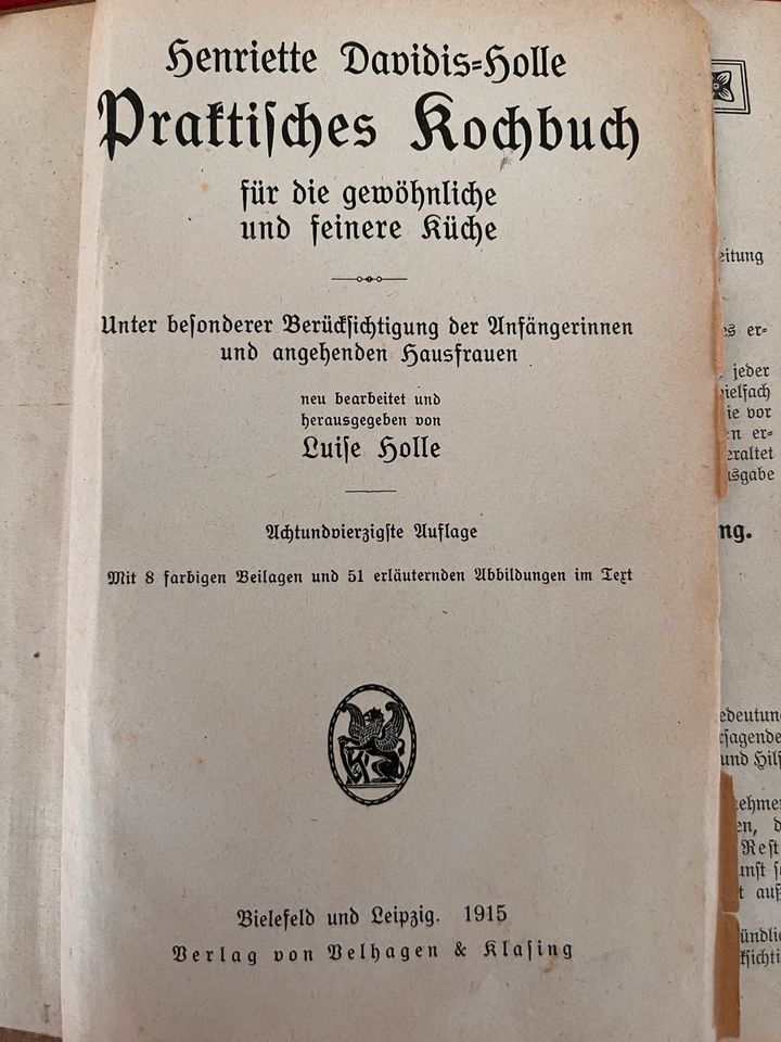 Praktisches Kochbuch Henriette Davidis-Holle 1915 in Niestetal