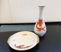 Porzellan Vase mit passender Schale handgemalt mit Drachen Hessen - Neu-Isenburg Vorschau