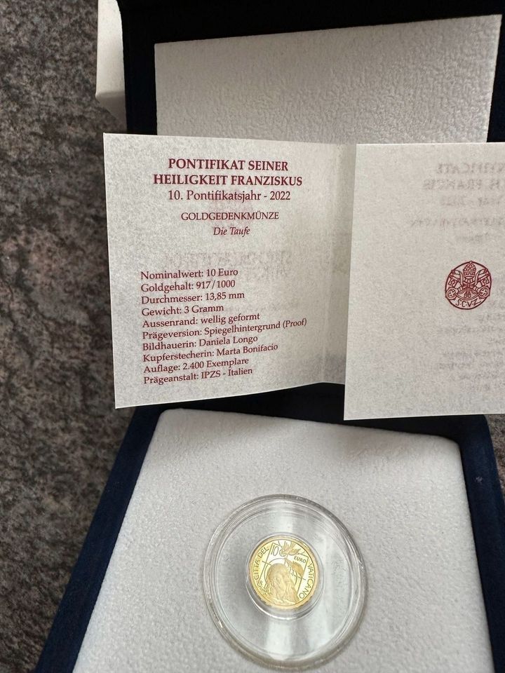 10 Euro Gold-Münze vom Vatikan 2022 "Die Taufe" - Proof - in Köln