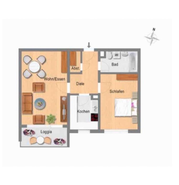 2 Zimmer Wohnung in der City 2min Helios Klinik/Balkon/Stellplatz in Pforzheim