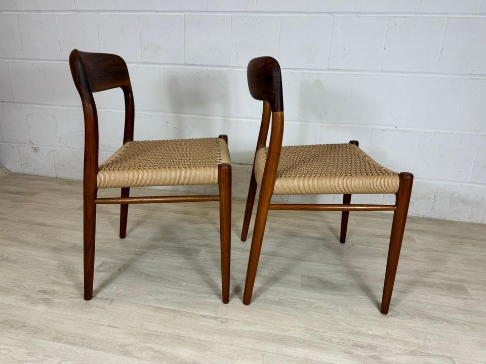 4 Vintage Teak MØLLER 75 paper cord Stühle dining chairs 60er in Delmenhorst