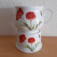 Porzellan Stövchen mit Tasse Mohnblumen Fine Bone China Becher West - Nied Vorschau