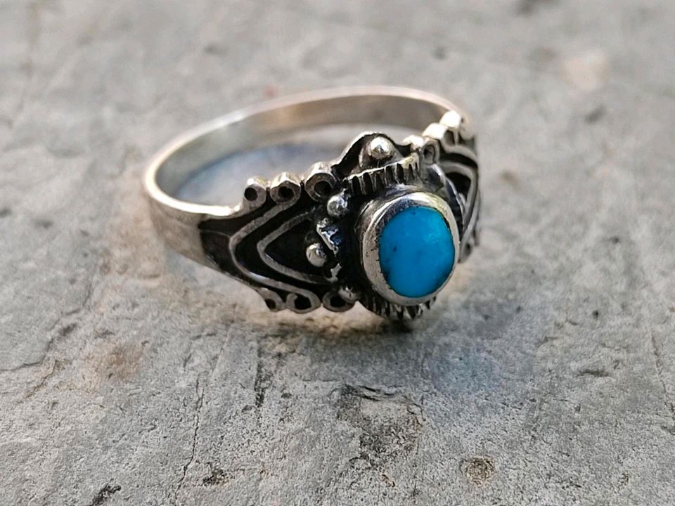 925 Silberring Türkis Vintage Ring Sterling Silber Echtsilber in Groß-Gerau