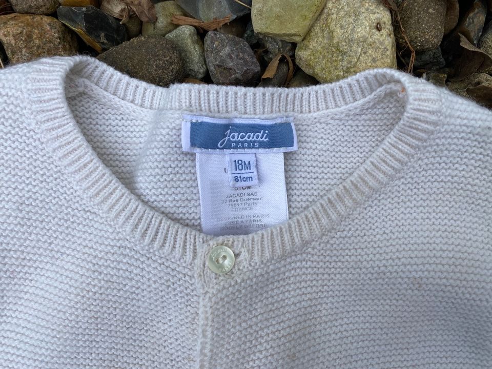 Weiße Jacadi Baby Strickjacke 18m/ 74-80 in Hagen im Bremischen