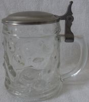 Noppen-Bierkrug aus Glas mit Zinndeckel, Reinzinn FV Hessen - Eltville Vorschau