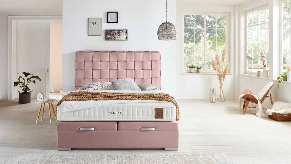 Neu Design Samt Boxspringbett 200 x 200 cm Rosa inkl. Matratze inkl. Bettkasten Polsterbett Bett in Berlin